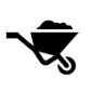 Wheelbarrow with soil silhouette icon